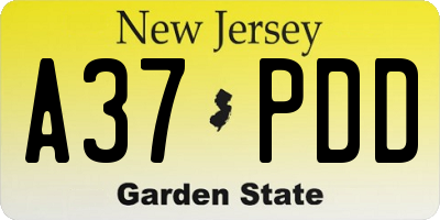 NJ license plate A37PDD