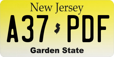 NJ license plate A37PDF