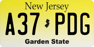 NJ license plate A37PDG