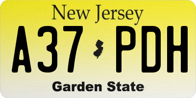 NJ license plate A37PDH
