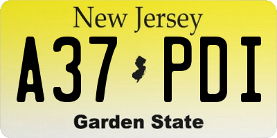 NJ license plate A37PDI