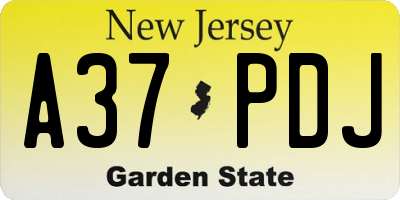NJ license plate A37PDJ