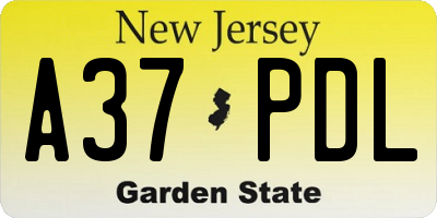 NJ license plate A37PDL