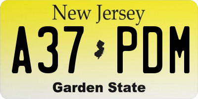 NJ license plate A37PDM