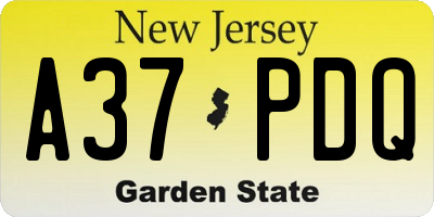 NJ license plate A37PDQ