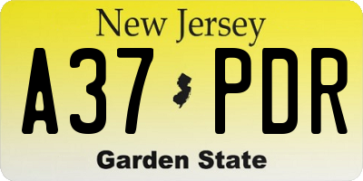 NJ license plate A37PDR