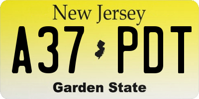 NJ license plate A37PDT