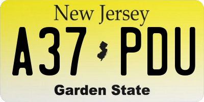NJ license plate A37PDU