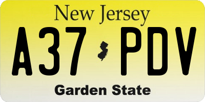 NJ license plate A37PDV