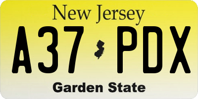 NJ license plate A37PDX