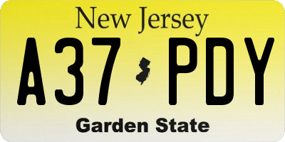 NJ license plate A37PDY