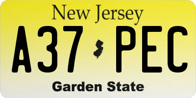 NJ license plate A37PEC