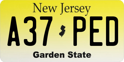 NJ license plate A37PED