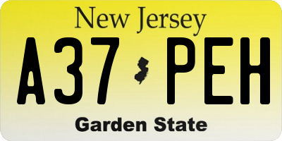 NJ license plate A37PEH
