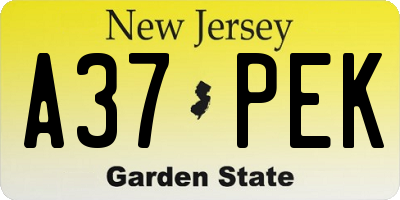 NJ license plate A37PEK