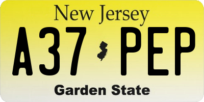 NJ license plate A37PEP