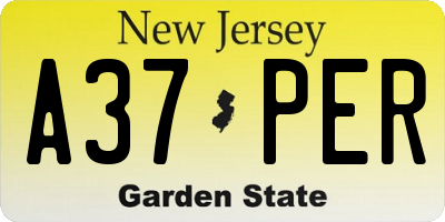 NJ license plate A37PER