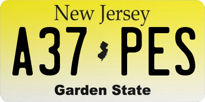NJ license plate A37PES