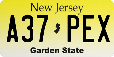 NJ license plate A37PEX