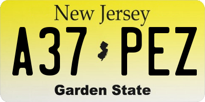 NJ license plate A37PEZ