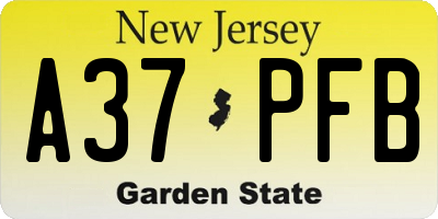 NJ license plate A37PFB
