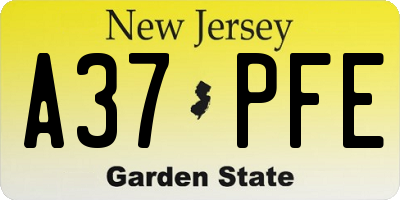 NJ license plate A37PFE