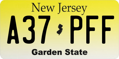 NJ license plate A37PFF
