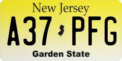 NJ license plate A37PFG