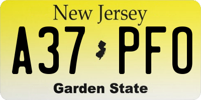 NJ license plate A37PFO