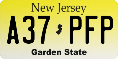 NJ license plate A37PFP