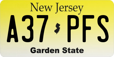 NJ license plate A37PFS