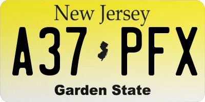 NJ license plate A37PFX