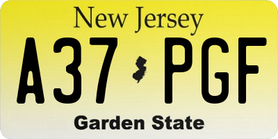 NJ license plate A37PGF