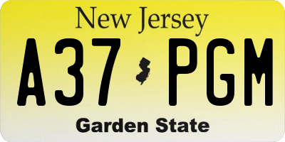NJ license plate A37PGM