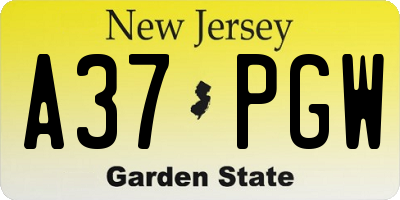 NJ license plate A37PGW