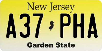 NJ license plate A37PHA