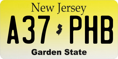 NJ license plate A37PHB