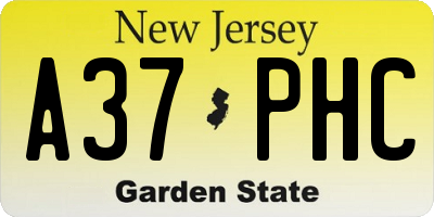 NJ license plate A37PHC