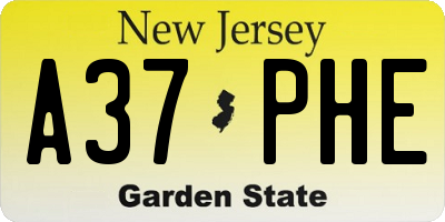 NJ license plate A37PHE