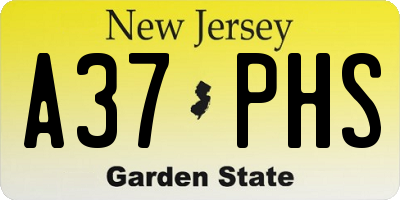 NJ license plate A37PHS