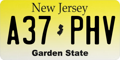 NJ license plate A37PHV