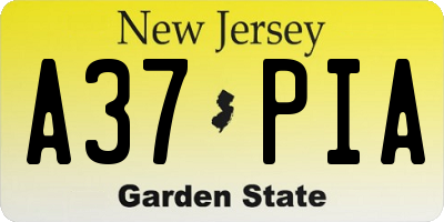 NJ license plate A37PIA