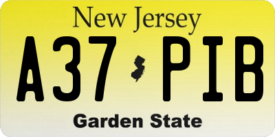 NJ license plate A37PIB