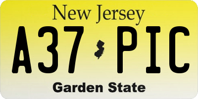 NJ license plate A37PIC