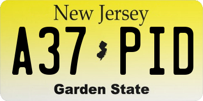 NJ license plate A37PID