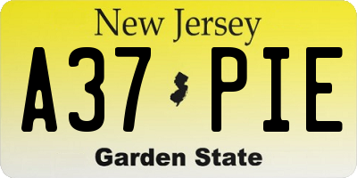 NJ license plate A37PIE