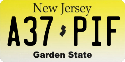 NJ license plate A37PIF