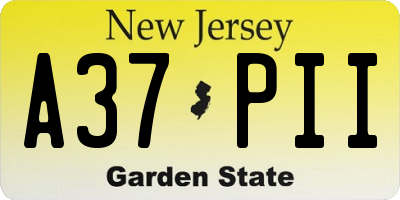 NJ license plate A37PII