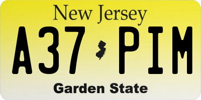 NJ license plate A37PIM