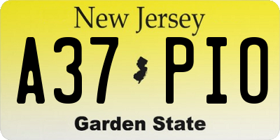 NJ license plate A37PIO